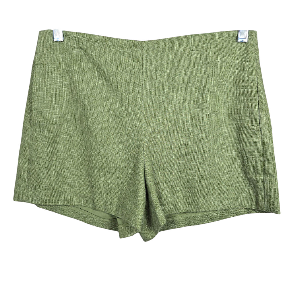 Tory Burch Amber Shorts Womens 6 Green Linen Blend Lined 3" Dress Casual Pockets
